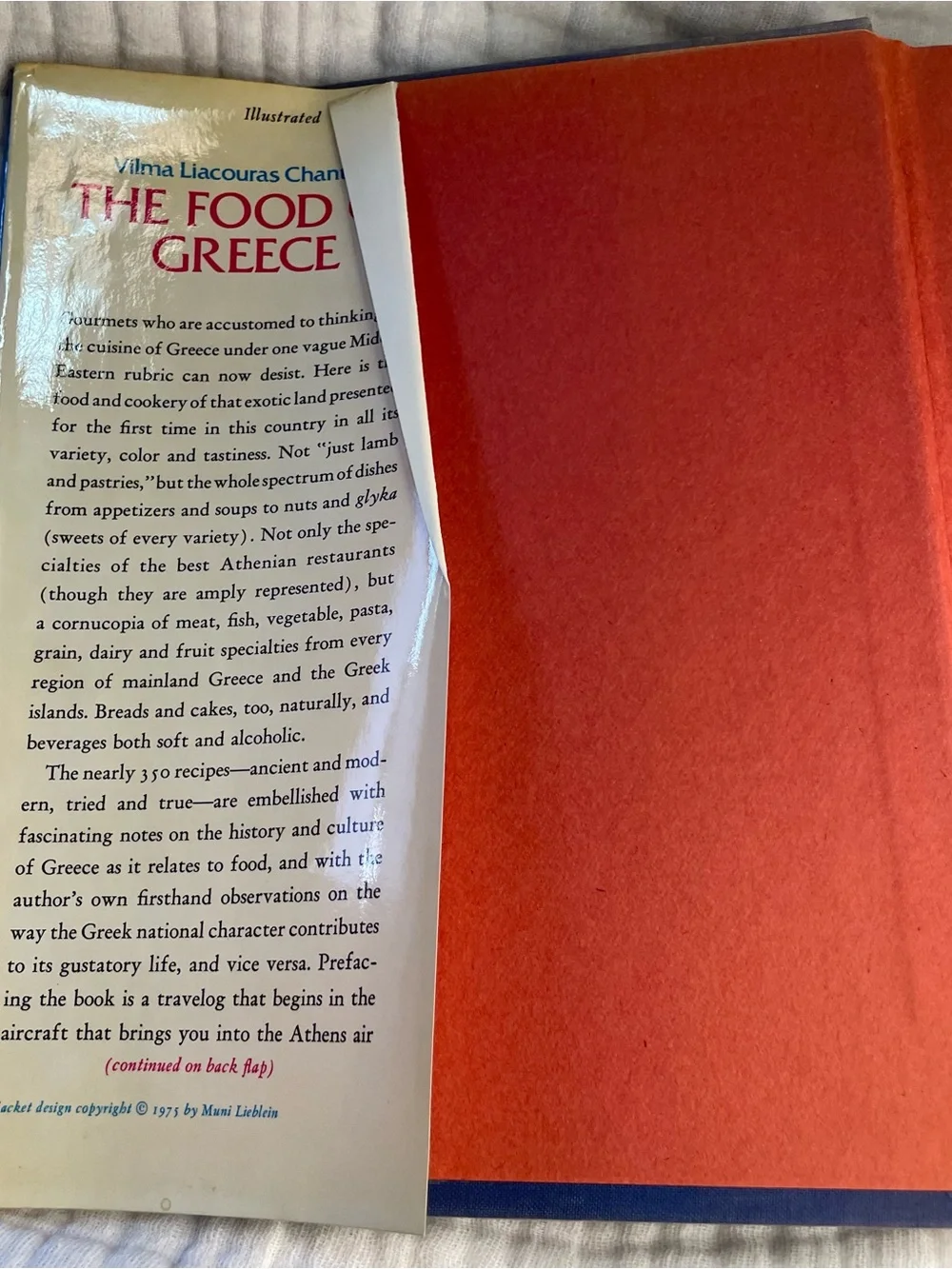 1975 The Food of Greece by Vilma Liacouras Chantile, First Ed. Greek Cookbook